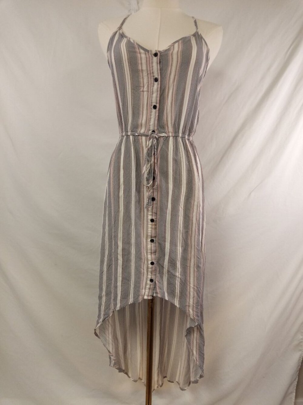 No Comment Junior's Blue/White/Pink Hi-Lo Maxi Dress Size Small